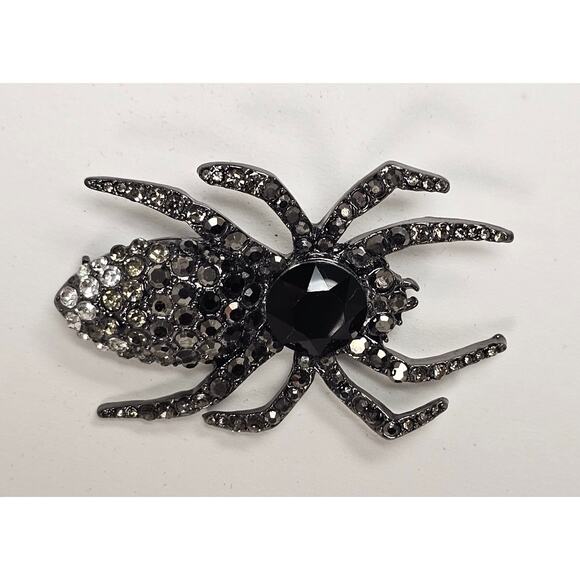 Anthropologie Black Gothic Rhinestone Spider Brooch - Picture 4 of 6